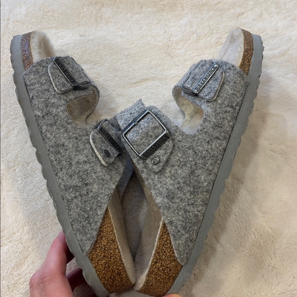 Birkenstock Gray Wool-Lined Sandals Sz 6 - Picture 4 of 6